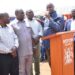 Mukono District leaders address residents at Katosi Landing Site after a meeting with officials from the Ministry of Works and Transport on the delayed commissioning of the proposed Katosi-Koome ferry service.