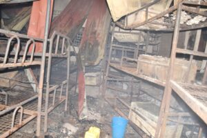 Picture inside the smoky dormitory shortly after the fire was put out