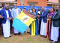 Rt. Hon. Joseph Muvawala the Prime Minister of Busoga Kingdom together with the Stanbic Uganda Holdings staff flagoff the intiative during the launch event at Kyabazinga's palace in Bugembe, Jinja
