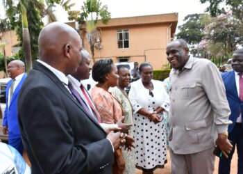 Hajji Yunus Kakande, Secretary in the Office of the President, arrives at the Source of the Nile Hotel in Jinja City to officiate at the opening of a three-day capacity-building workshop for government field officers in Busoga Sub-region.