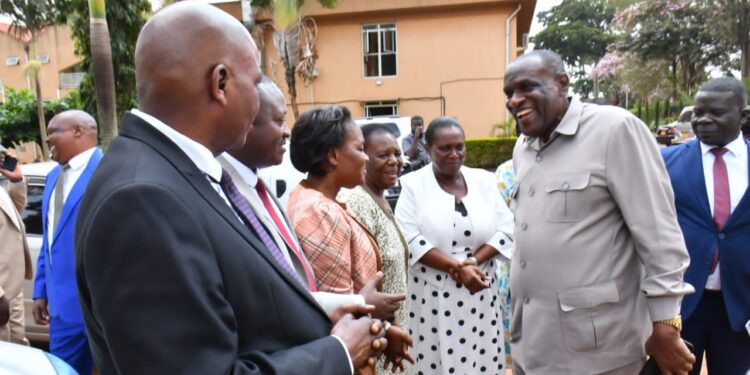 Hajji Yunus Kakande, Secretary in the Office of the President, arrives at the Source of the Nile Hotel in Jinja City to officiate at the opening of a three-day capacity-building workshop for government field officers in Busoga Sub-region.