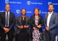 (L-R) Stanbic Bank's Ali Lwanga Head Sales, Syliva Atuhairwe Head Distribution, Yvonne Namutosi Manager Digital and E-Commerce and Dogo Singh Manager Insurance.JPG