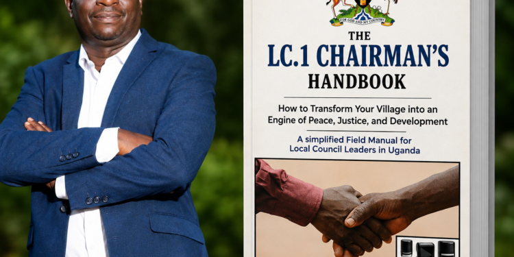 Author Mike Ssegawa poses with copies of his newly published The LC1 Chairman's Handbook, a practical guide designed to equip village chairpersons with leadership, governance and community development skills across Uganda.