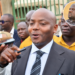 Kibuule addressing media after the court session. In circle is Kiwanuka.