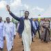 Kyabazinga of Busoga, His Royal Highness William Wilberforce Gabula Nadiope IV, waves to the crowd during the Gabula Day celebrations in Budiope, Buyende District.