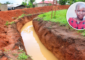 Jesca Nalujja, the 12-year-old girl who reportedly died after falling into an uncovered pit at the GLA Stone Quarry in Kiwugo Village, Nakisunga Sub-county, Mukono District, is pictured in a circle alongside part of the trench leading to the quarry site.